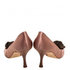 Giuseppe Zanotti Nude Pink/Green Satin Floral Applique Pointed Toe pumps Size 41