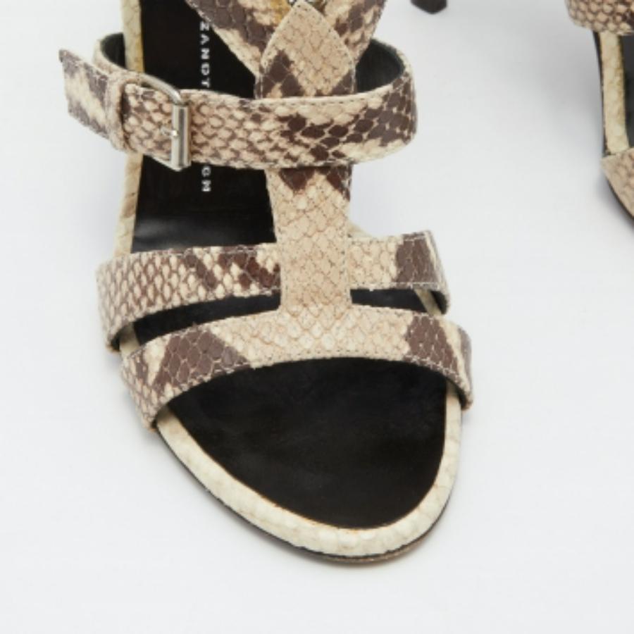 Giuseppe Zanotti Sandalias de tiras de piel con relieve de pitón marrón/blanco roto talla 38 Marrón en venta