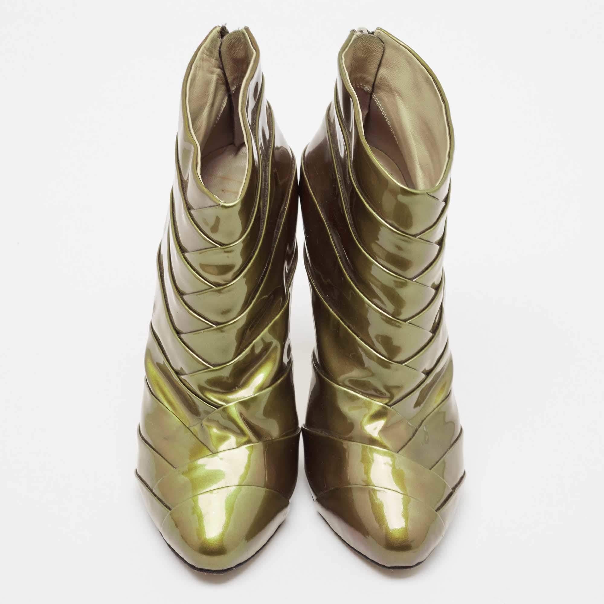 Botines de charol verde oliva Giuseppe Zanotti Talla 38 Marrón en venta