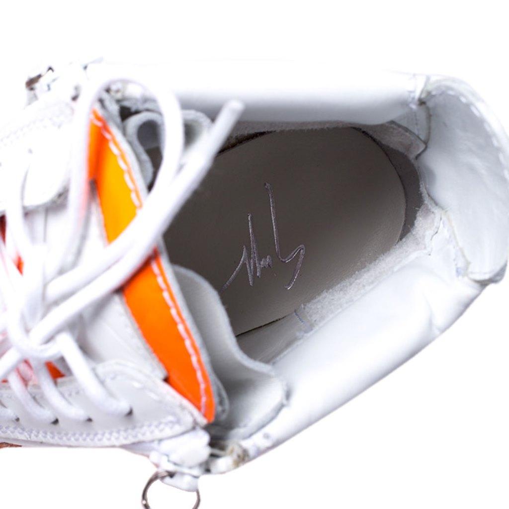 Giuseppe Zanotti Orange/White Patent Leather Hidden Wedge Sneakers Size 38.5 2