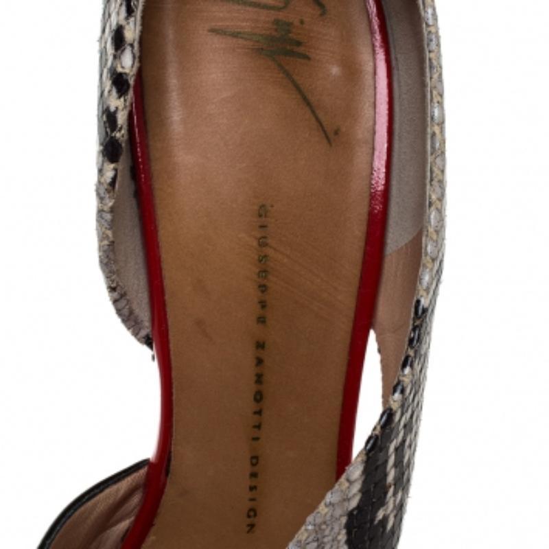 De las mujeres Giuseppe Zanotti Sandalias con puntera abierta de charol y piel con relieve de pitón Talla 41 en venta