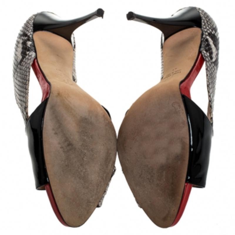 Giuseppe Zanotti Sandalias con puntera abierta de charol y piel con relieve de pitón Talla 41 en venta 1
