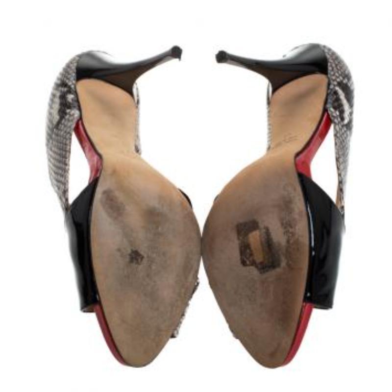 Giuseppe Zanotti Sandalias con puntera abierta de charol y piel con relieve de pitón Talla 41 en venta 2