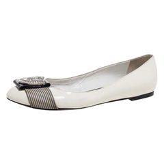 Giuseppe Zanotti Patent Leather 
Striped Embellished Ballet Flats Size 38