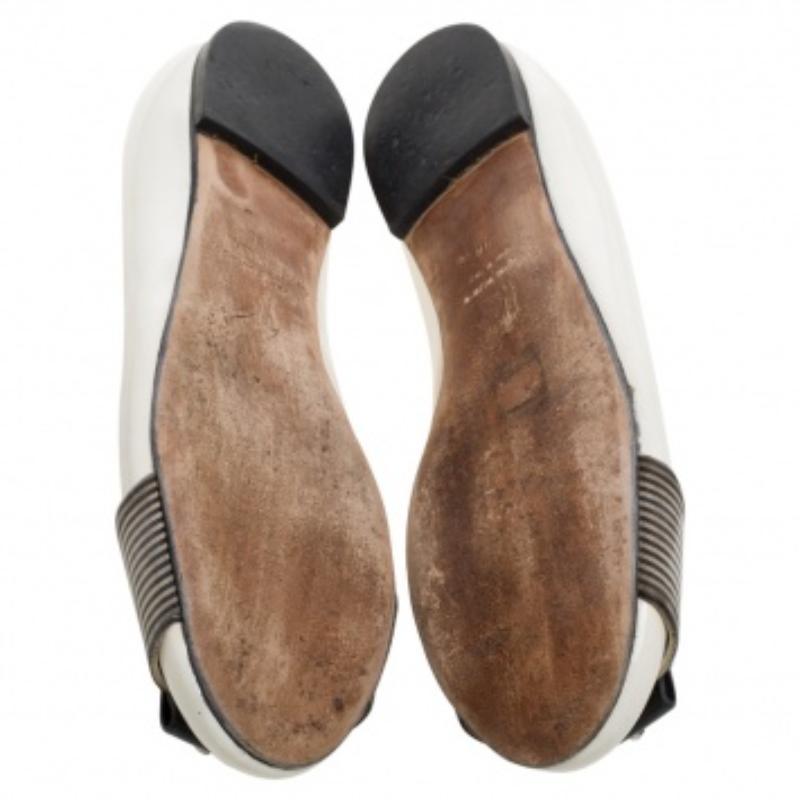 Giuseppe Zanotti Patent Leather & Striped Fabric Embellished Ballet Flats Size38 For Sale 1