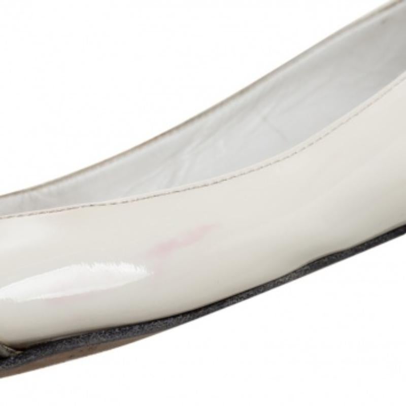 Giuseppe Zanotti Patent Leather & Striped Fabric Embellished Ballet Flats Size38 For Sale 3