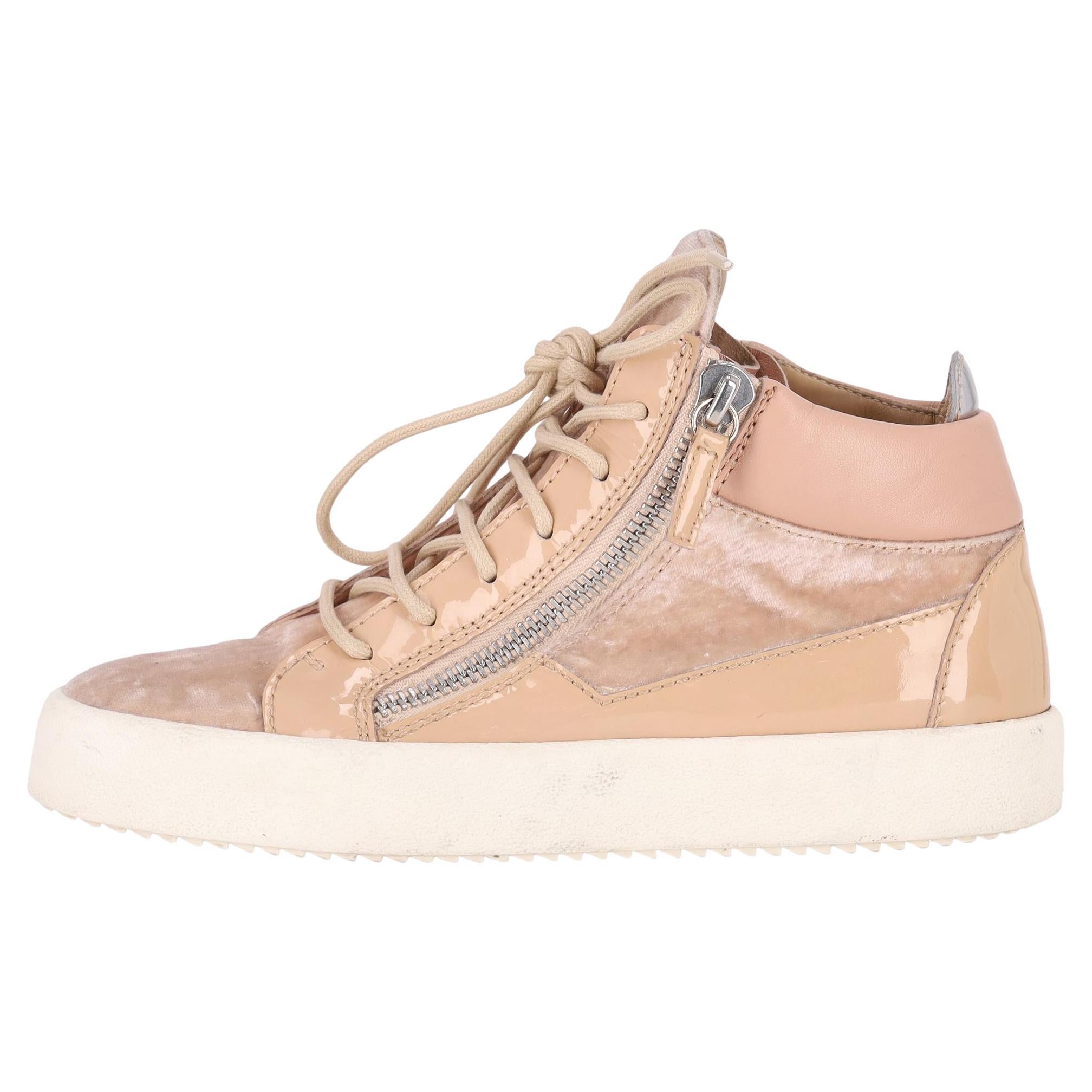 Giuseppe Zanotti - Scarpe da ginnastica alte in vernice e velluto