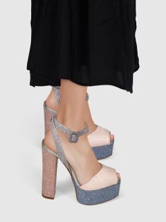 Giuseppe Zanotti Pink & Blue Glitter Platform Heels Size IT 36.5