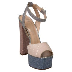 Giuseppe Zanotti Pink & Blue Glitter Platform Heels Size IT 36.5