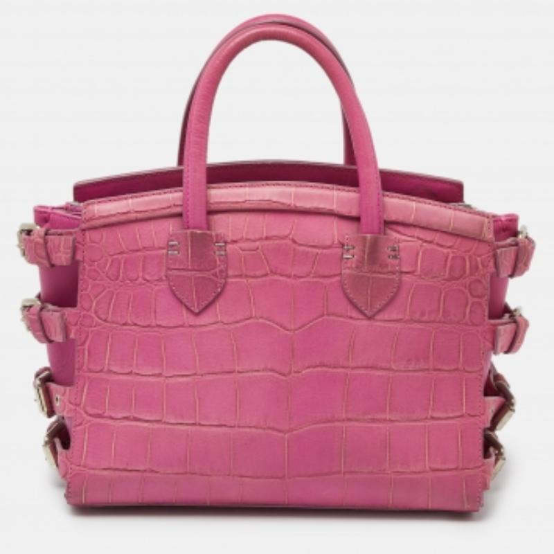 Giuseppe Zanotti Fourre-tout G17 en cuir gaufré rose en vente 4