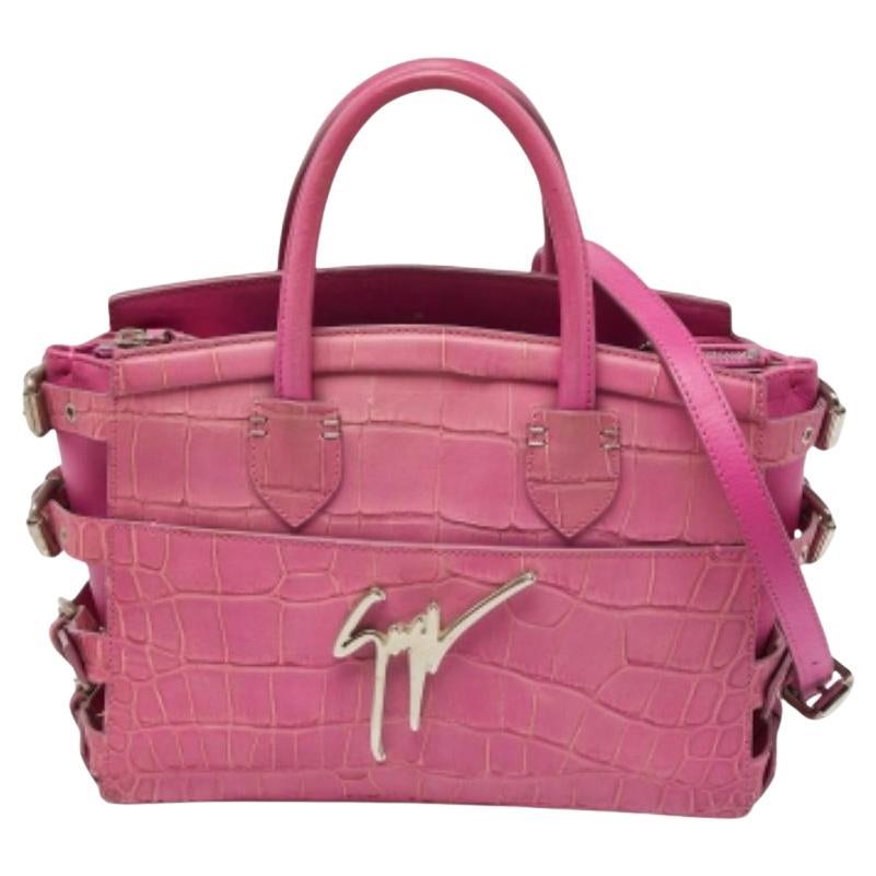 Giuseppe Zanotti Fourre-tout G17 en cuir gaufré rose en vente