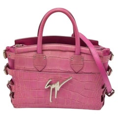 Giuseppe Zanotti Tote G17 in pelle rosa goffrata a coccodrillo