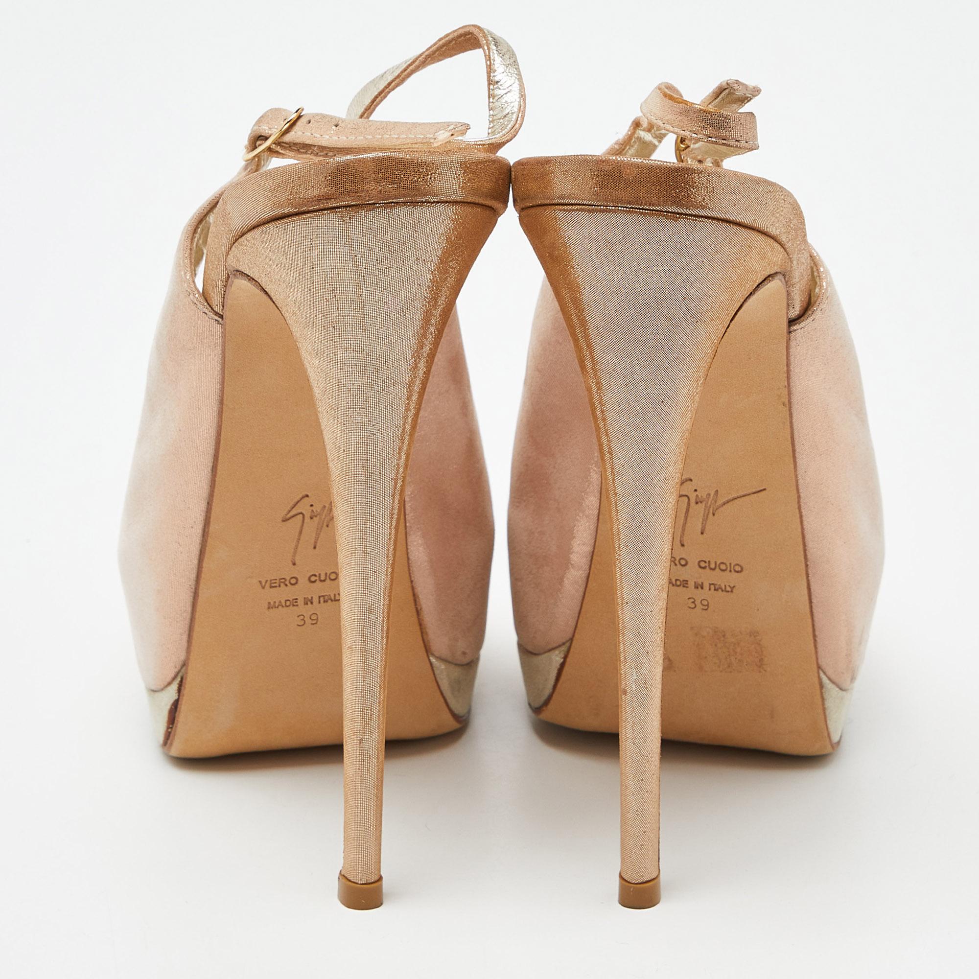 De las mujeres Giuseppe Zanotti Sandalias de piel nobuk rosa con purpurina con puntera abierta tamaño 39