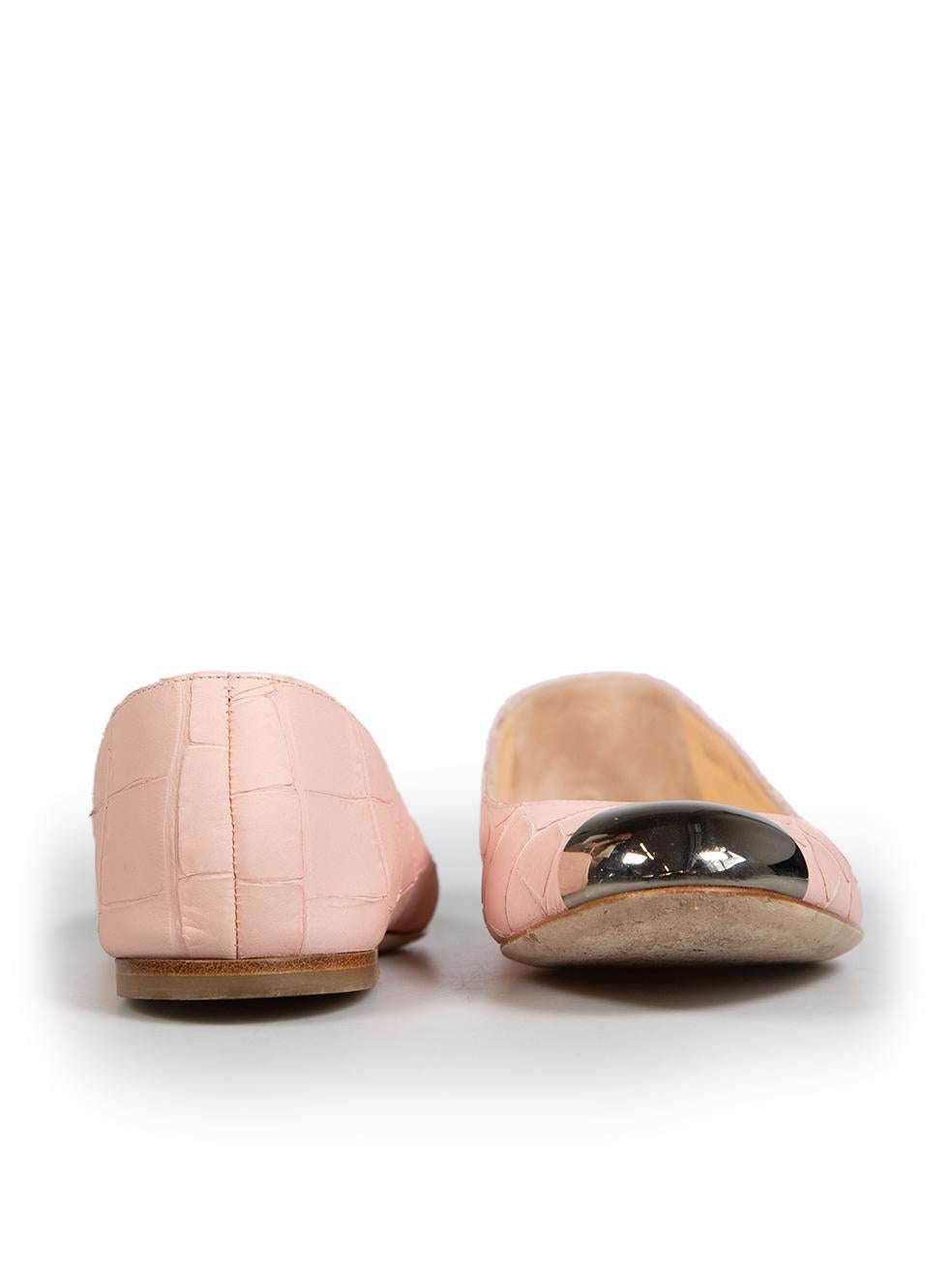Orange Giuseppe Zanotti Pink Leather Ballet Flats Size IT 38 For Sale