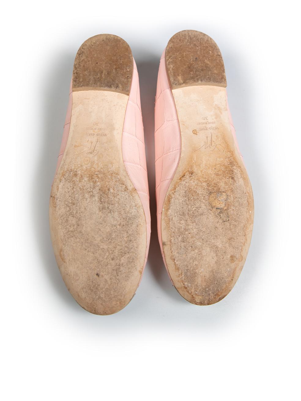 Giuseppe Zanotti Pink Leather Ballet Flats Size IT 38 In Good Condition For Sale In London, GB