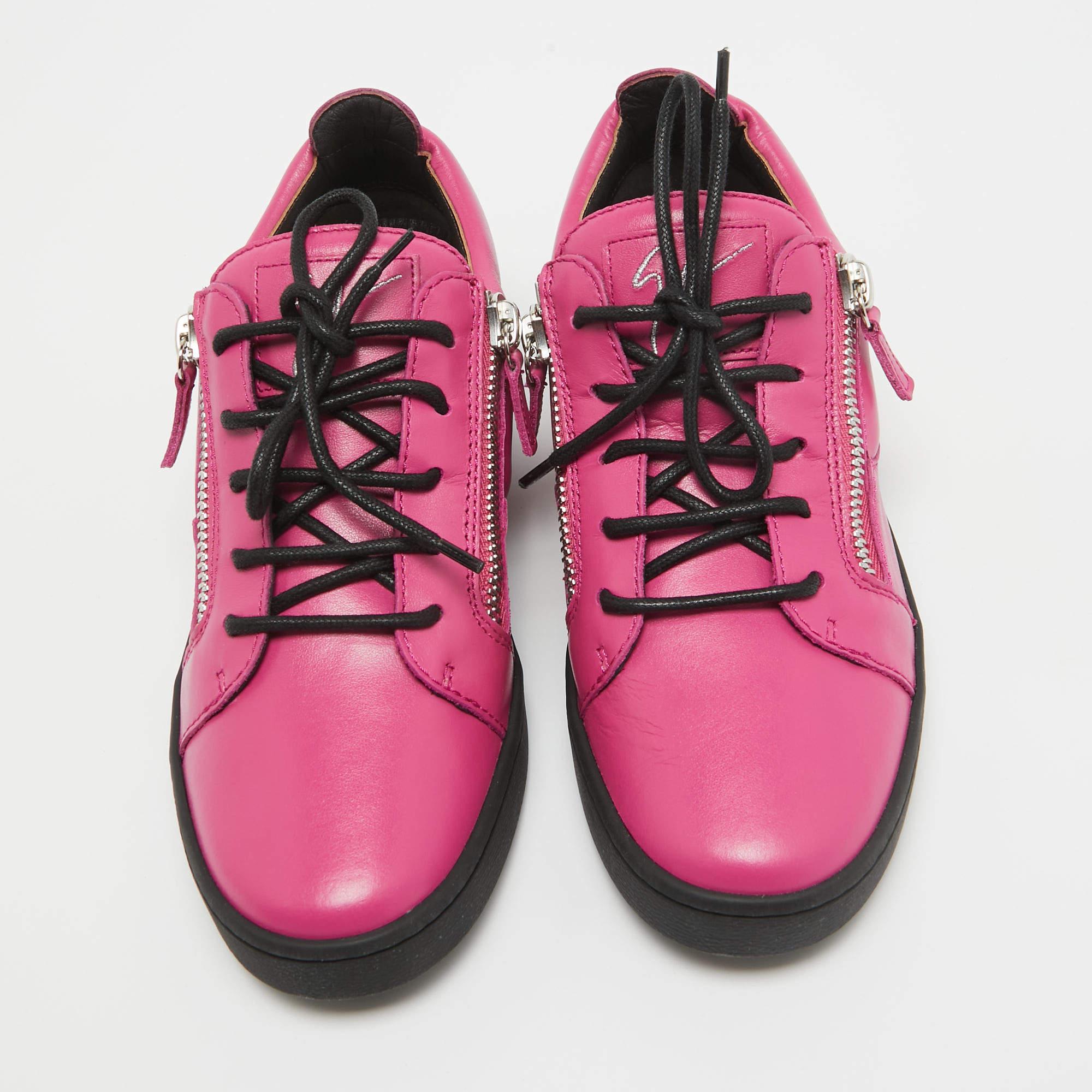 Giuseppe Zanotti Rosa Leder Dona Low Top Turnschuhe Größe 39 (Pink)