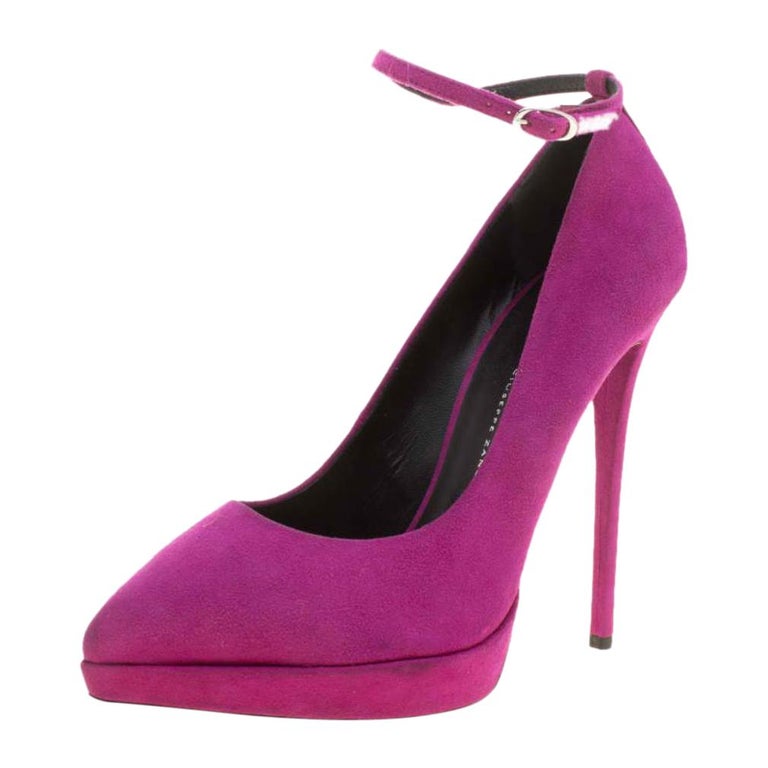 Giuseppe Zanotti Pink Suede Ankle Strap Platform Pointed Toe Pumps Size ...