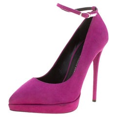 Giuseppe Zanotti Pink Suede Ankle Strap Platform Pointed Toe Pumps Size 41