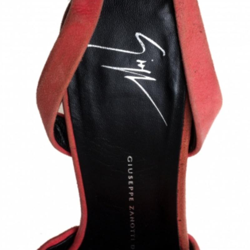 Giuseppe Zanotti Pink Suede Bow Platform Ankle Strap Sandals Size 38 In Fair Condition For Sale In Dubai, Al Qouz 2