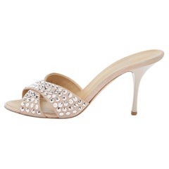 Giuseppe Zanotti Rosa Wildleder-Sandalen mit Kristallverzierung Größe 40