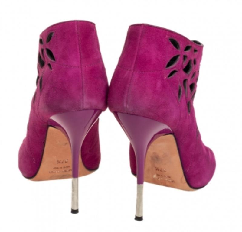 Giuseppe Zanotti  Pink Suede Cutout Zipper Booties Size 37.5 For Sale 4