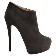 Giuseppe Zanotti Platform Heel Ankle Boots in Gray Suede