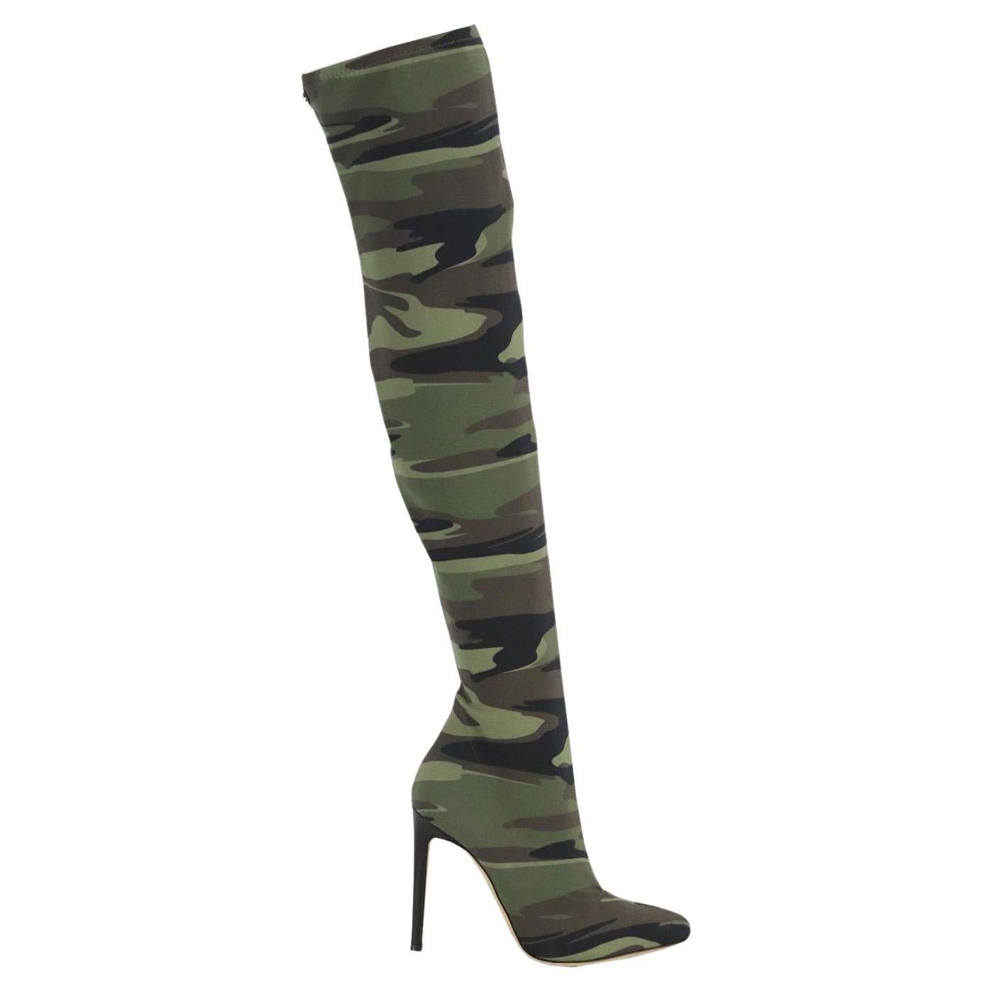 Giuseppe Zanotti Printed Stretch Jersey Over The Knee Boots Eu 38 Uk 5 Us 8  For Sale at 1stDibs