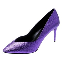 Giuseppe Zanotti Purple Glitter Olinda V Throat Pumps Size 38.5
