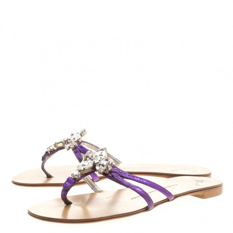 crystal embellished flat sandals