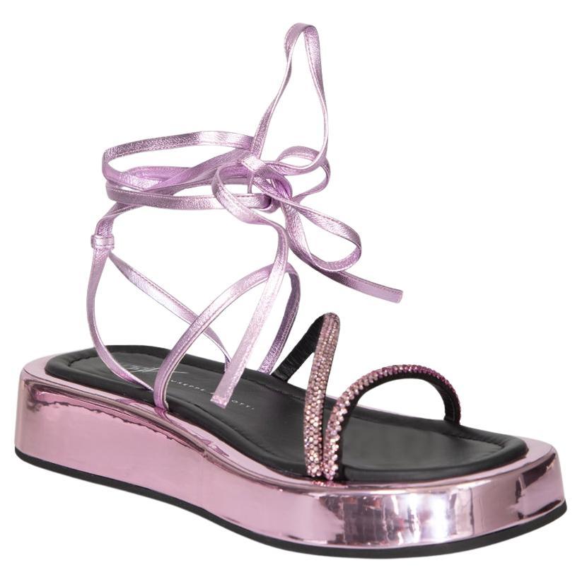 Giuseppe Zanotti Purple Metallic Lace Up Sandals Size IT 38 For Sale