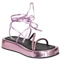 Giuseppe Zanotti Purple Metallic Lace Up Sandals Size IT 38