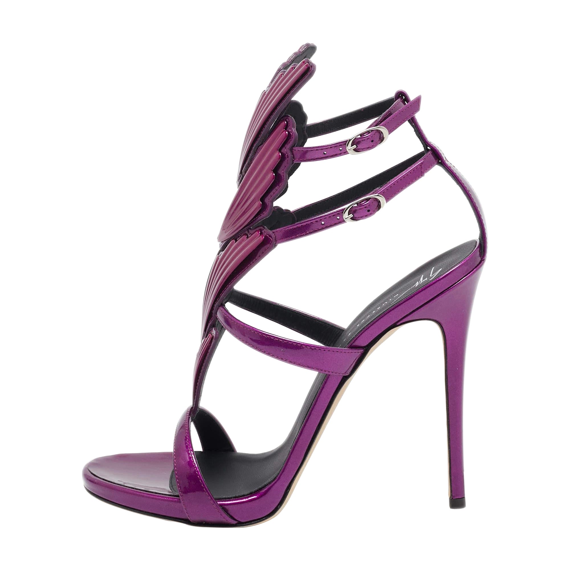 Giuseppe Zanotti Purple Patent Leather Cruel Ankle Strap Sandals Size 40