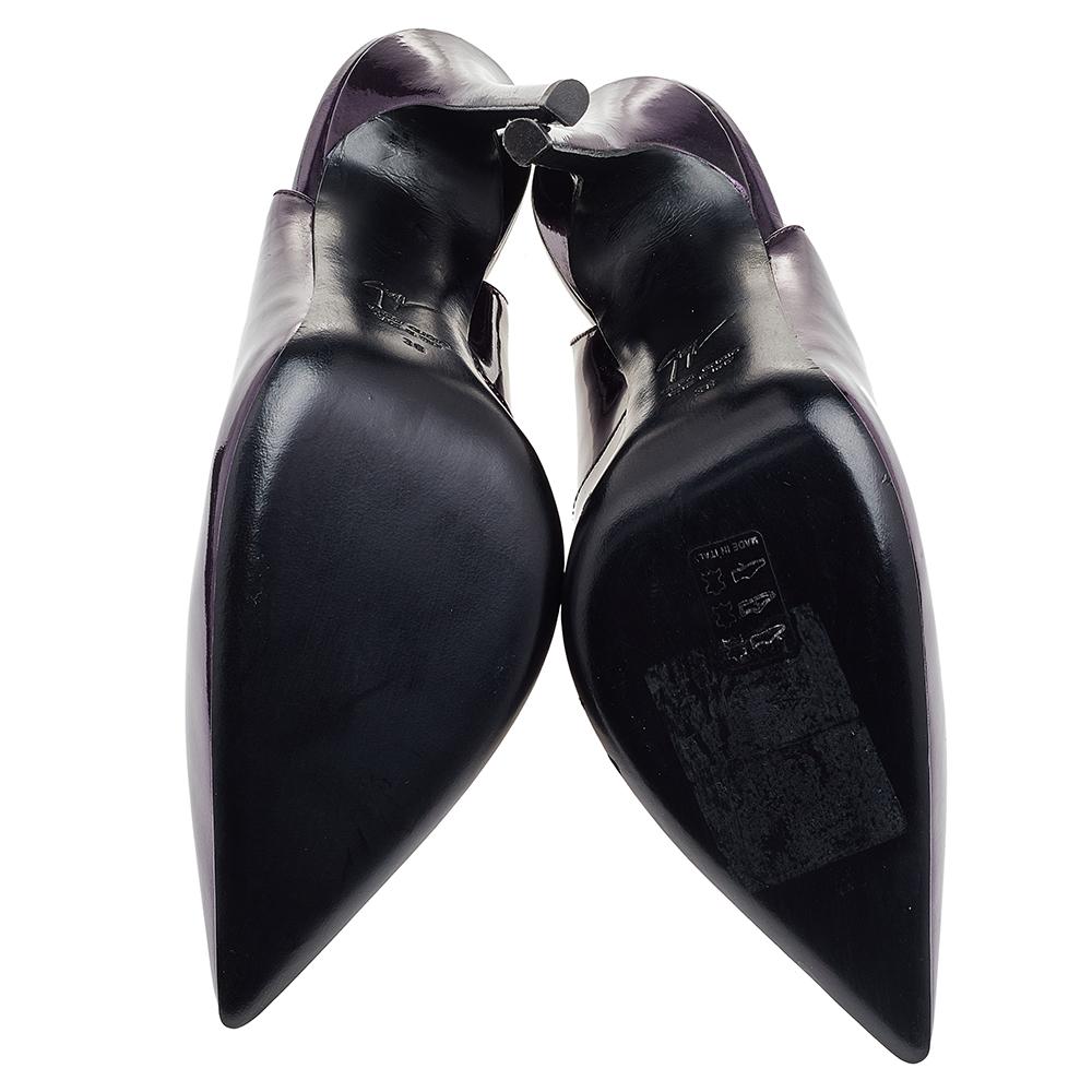 Black Giuseppe Zanotti Purple Patent Leather Slingback Sandals Size 38