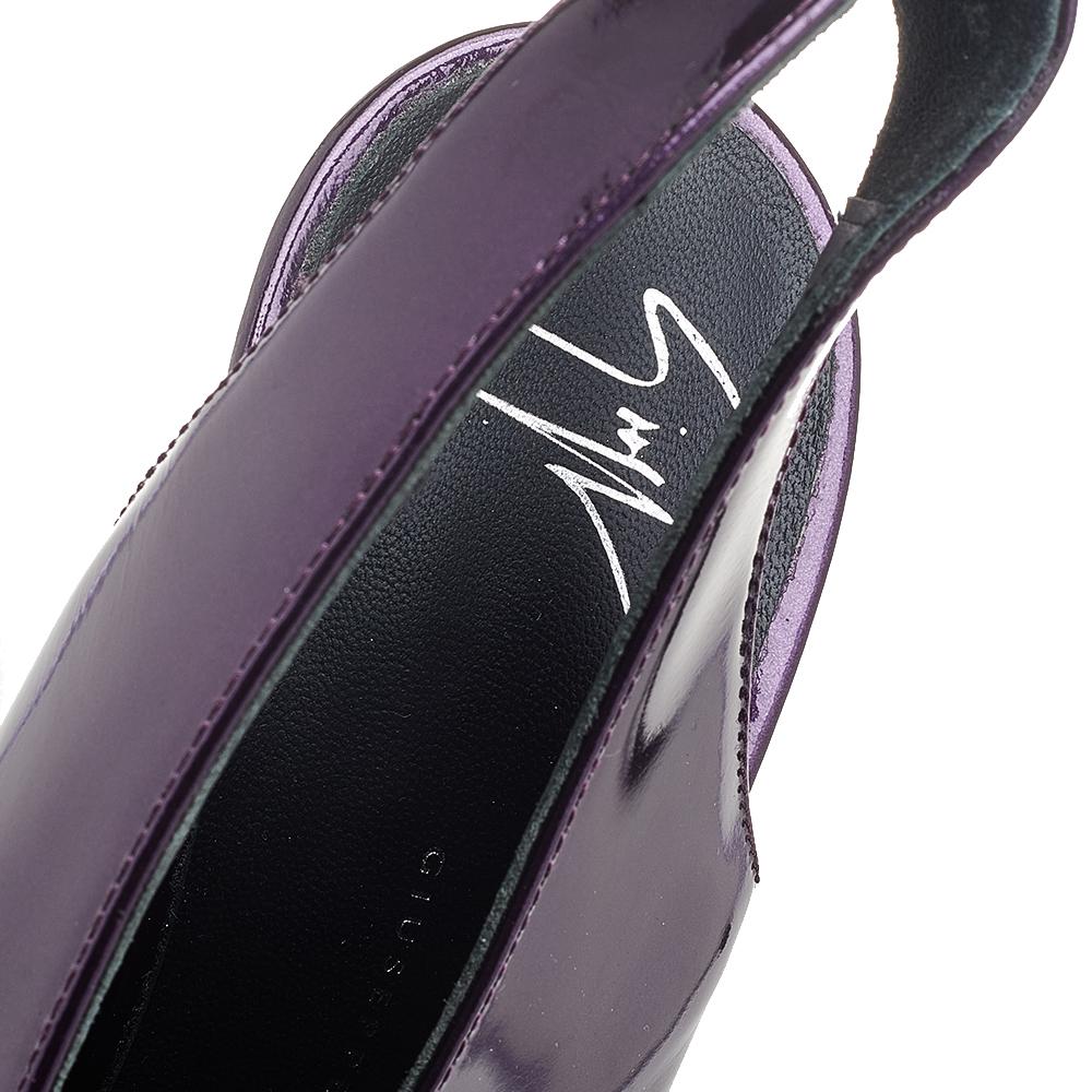 Women's Giuseppe Zanotti Purple Patent Leather Slingback Sandals Size 38