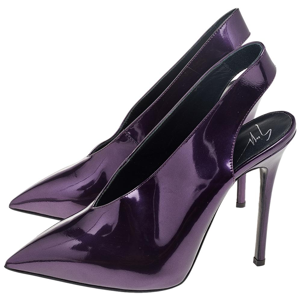 Giuseppe Zanotti Purple Patent Leather Slingback Sandals Size 38 1
