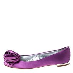 Giuseppe Zanotti Purple Satin Flower Detail Ballet Flats Size 36.5