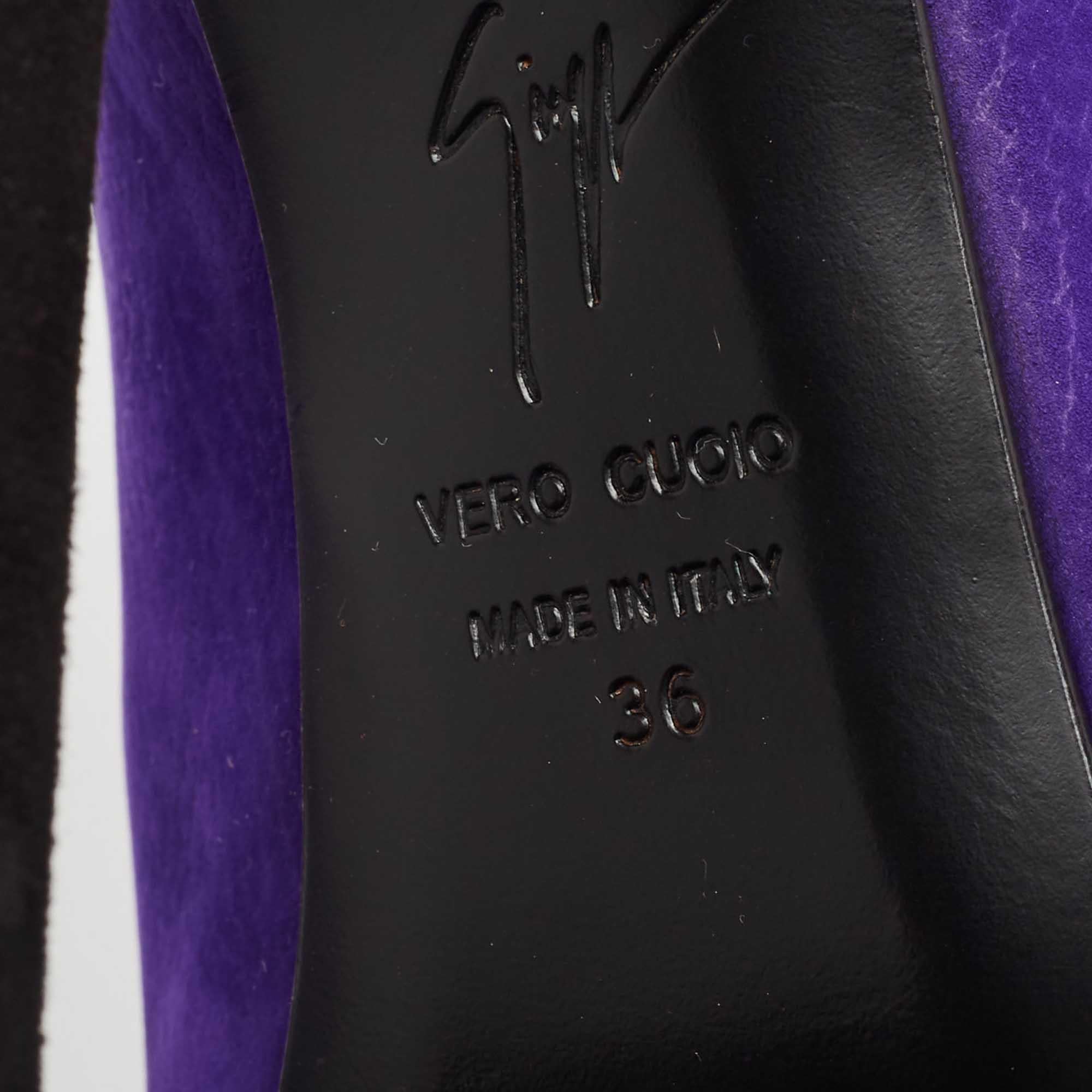 Giuseppe Zanotti Purple Suede Ankle Boots Size 36 For Sale 3