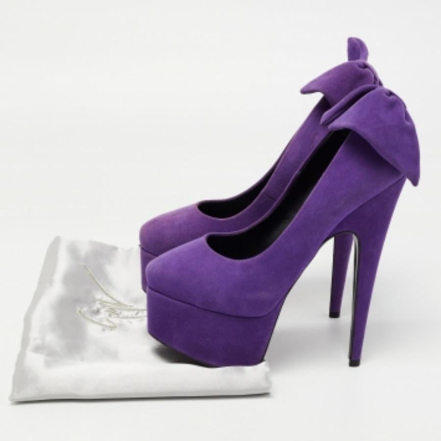 De las mujeres Giuseppe Zanotti Bombas de plataforma con lazo Debra de ante morado talla 36,5 en venta