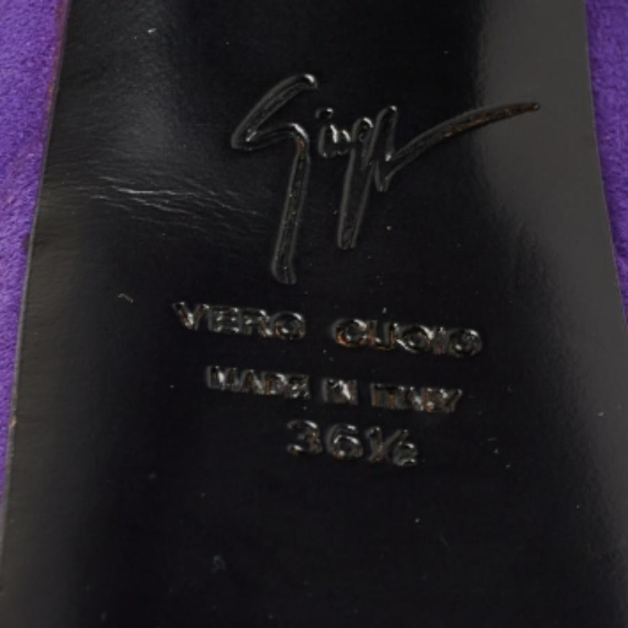 Giuseppe Zanotti Bombas de plataforma con lazo Debra de ante morado talla 36,5 en venta 1