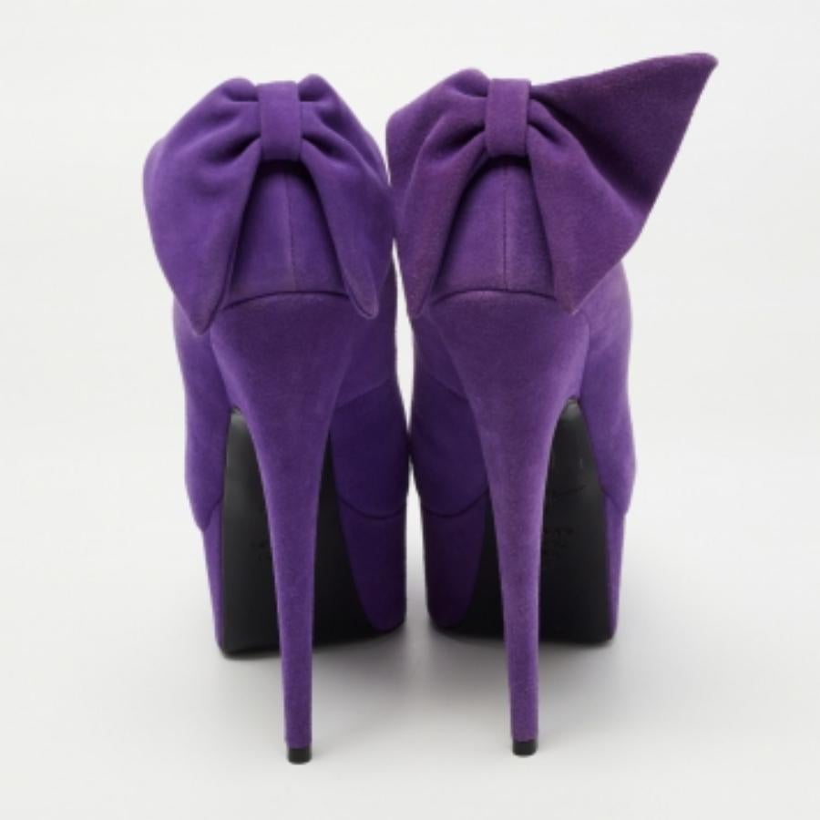 Giuseppe Zanotti Bombas de plataforma con lazo Debra de ante morado talla 36,5 en venta 3