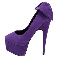 Giuseppe Zanotti Purple Suede Debra Bow Platform Pumps Size 36.5