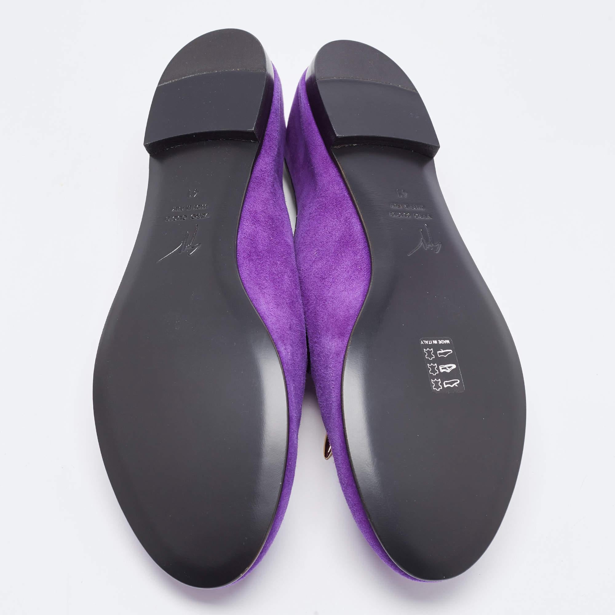Giuseppe Zanotti Purple Suede Kevin Shark Tooth Tassel Smoking Slippers Size 41 For Sale 3