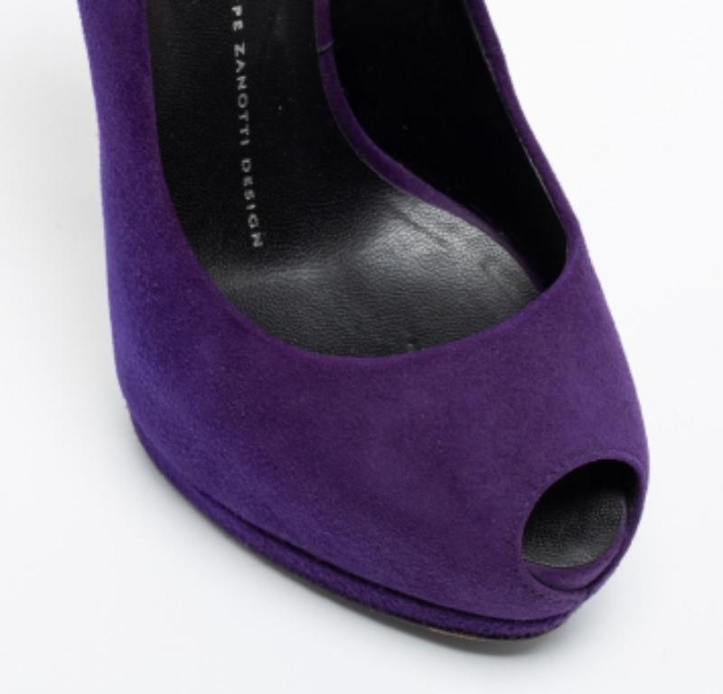 Giuseppe Zanotti escarpins à plateforme Nana en daim violet à bout ouvert, taille 36 Pour femmes en vente