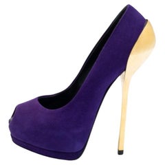 Giuseppe Zanotti, camoscio viola, Nana Metal Peep-Toe Platform Pumps Taglia 36