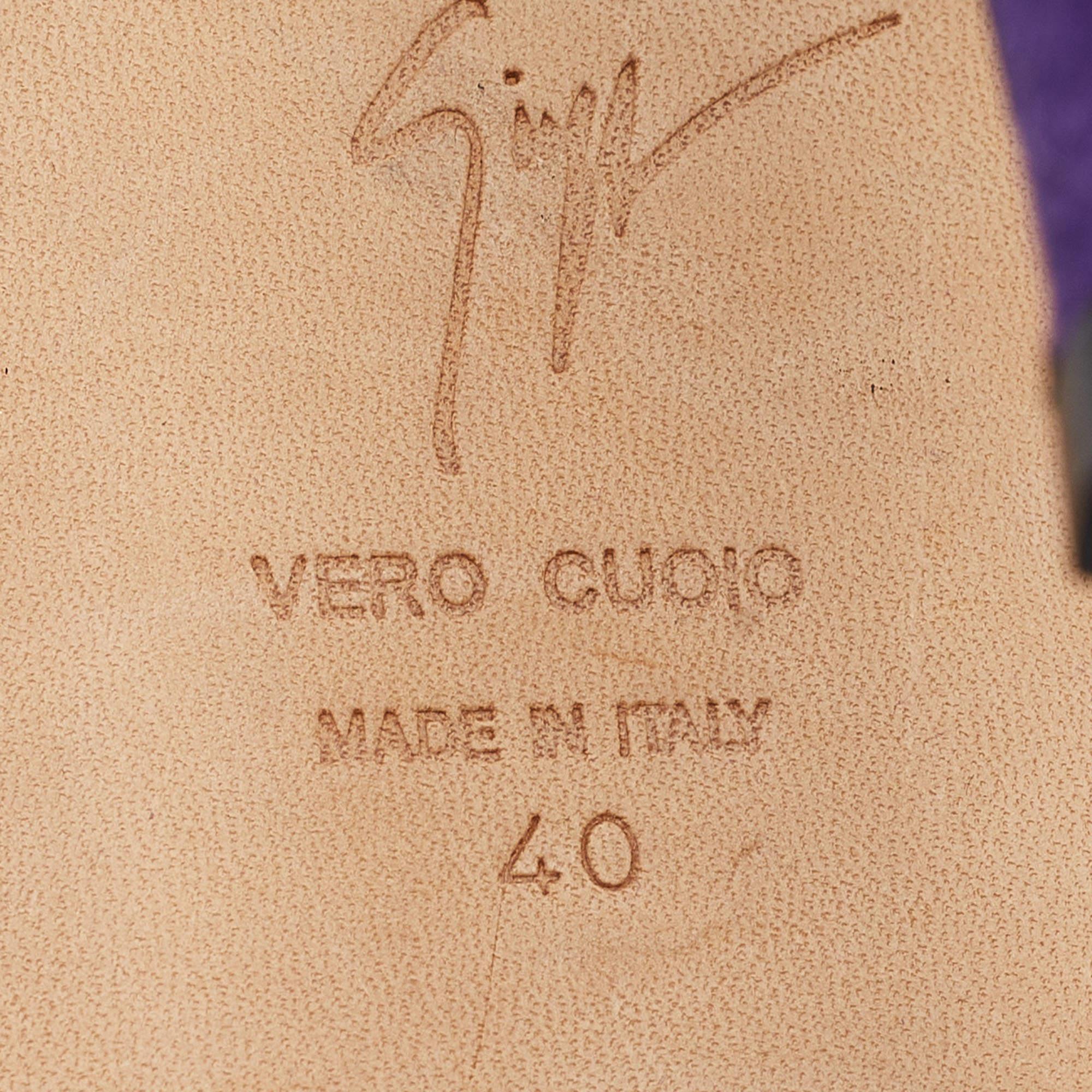 Giuseppe Zanotti Purple Suede Peep Toe Slingback Pumps Size 40 For Sale 4