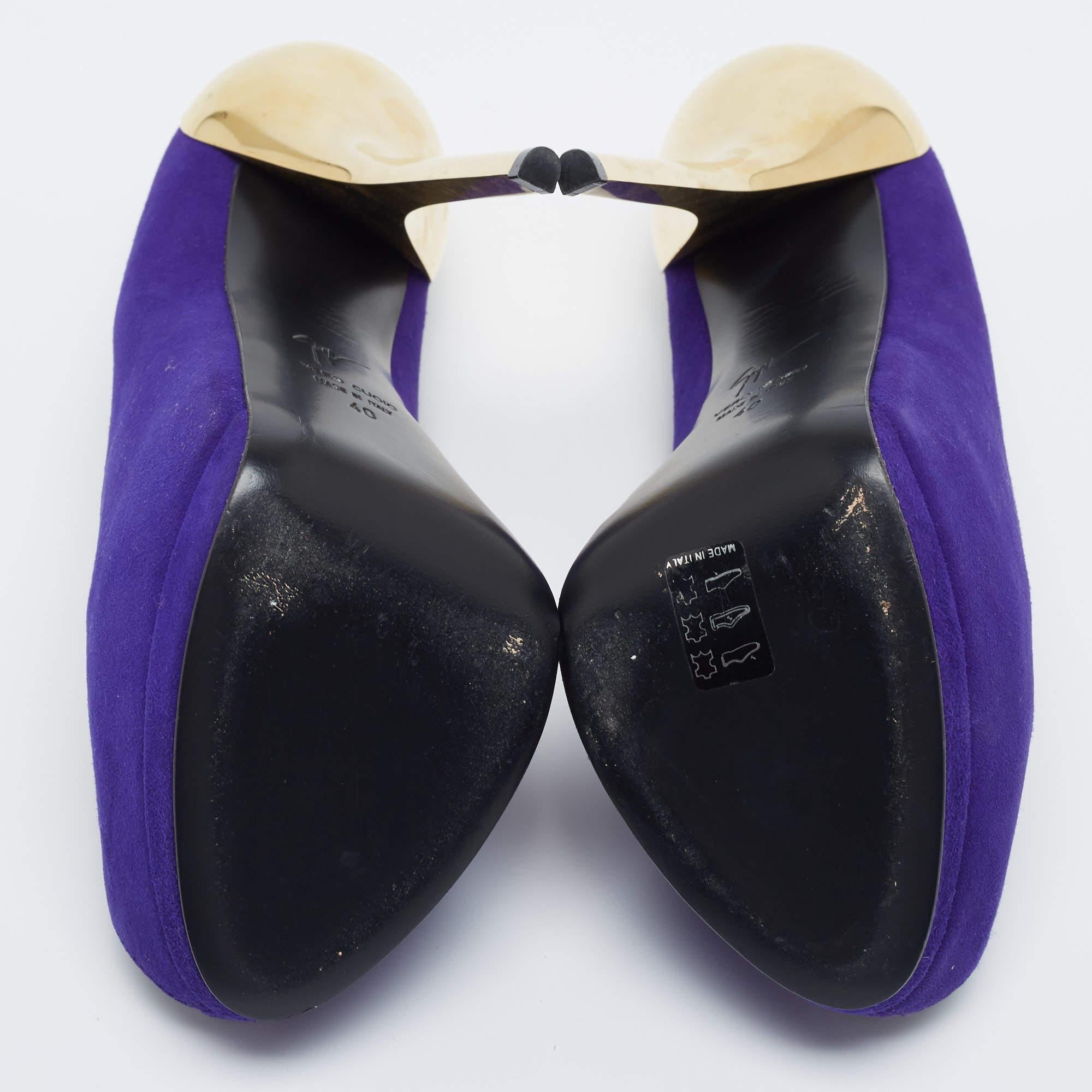 Giuseppe Zanotti Purple Suede Sharon Peep Toe Platform Pumps Size 40 2