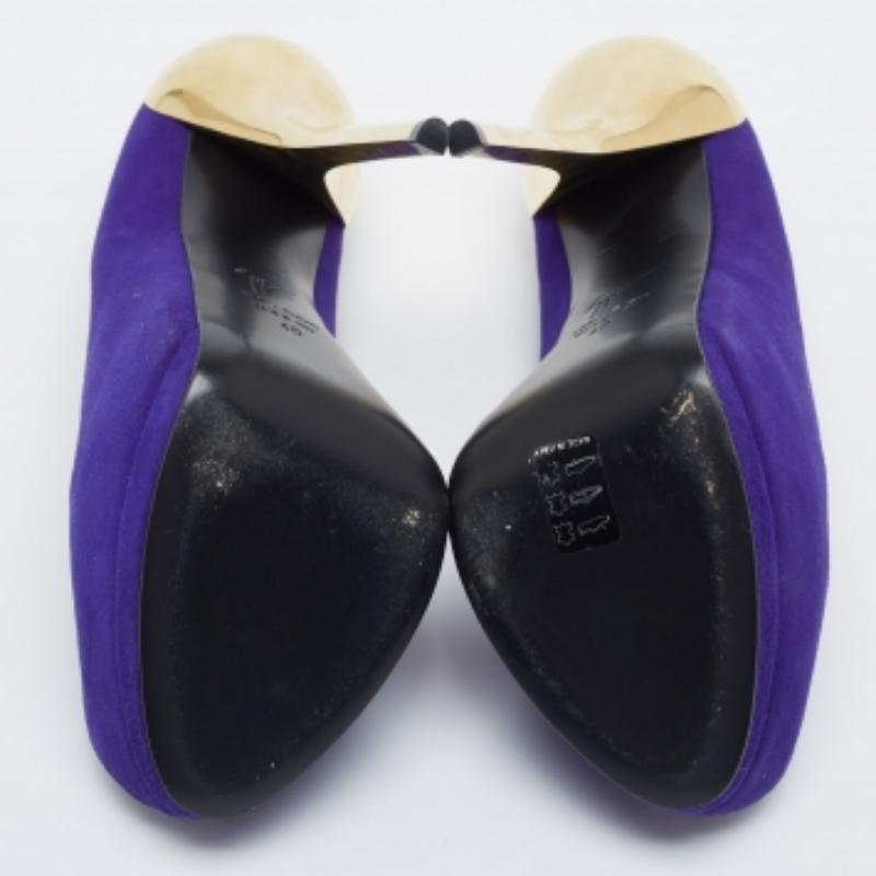 Giuseppe Zanotti Purple Suede Sharon Peep Toe Platform Pumps Size 40 For Sale 4