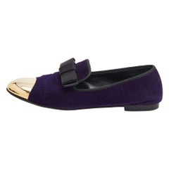 Giuseppe Zanotti Purple Velvet Cap Toe Smoking Slippers Size 39