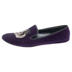 Giuseppe Zanotti  Mocassini in velluto viola impreziositi Taglia 38