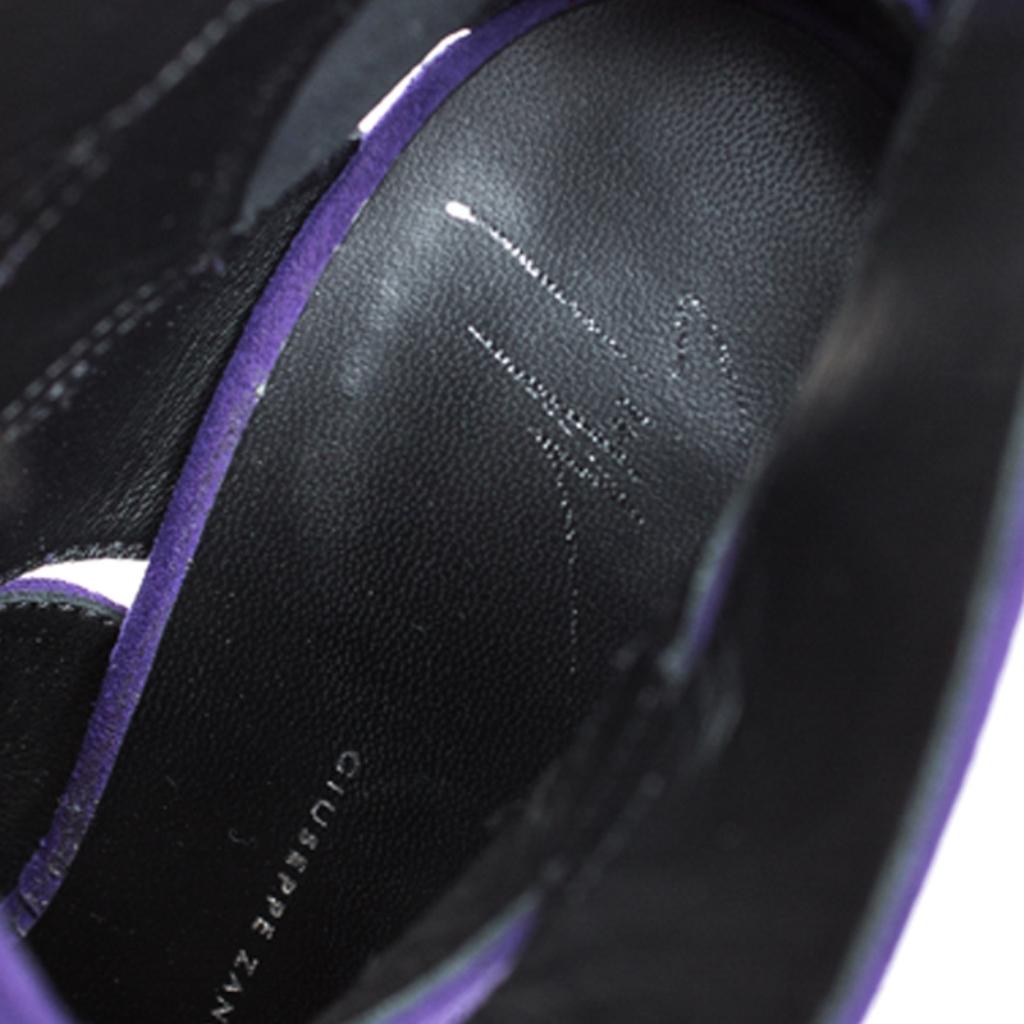 Giuseppe Zanotti Purple Wave Cut Out Suede Peep Toe Platform Booties Size 38 3